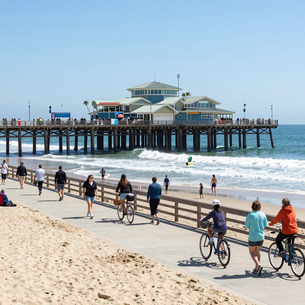 Walk or Bike Along the Huntington Beach Pier and Beach